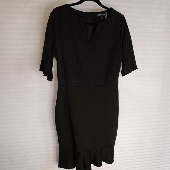 FORTRIC Womens Black Dress Bell Sleeves Ruffled XL - Picture 1 of 8